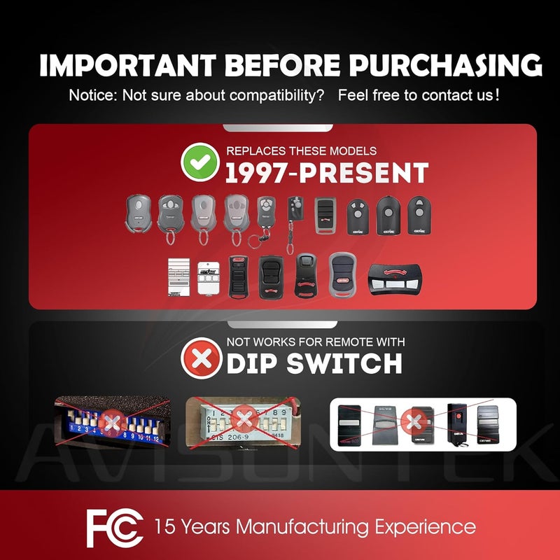 Avisontek 2 for Genie Garage Door Opener Remote G3T-R G3T-A G3T-BX IntelliCode【10-Year-Warranty】 - Image 2